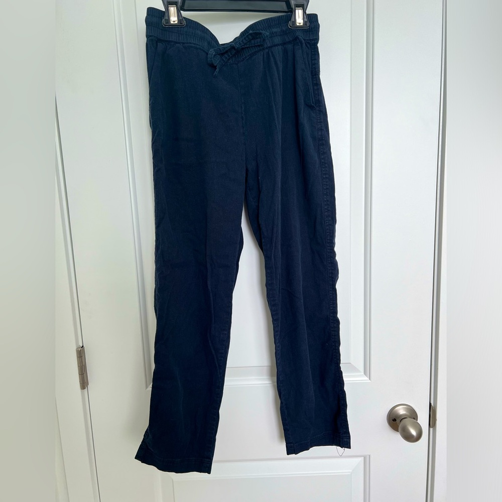 Navy Linen drawstring summer tapered pant size small